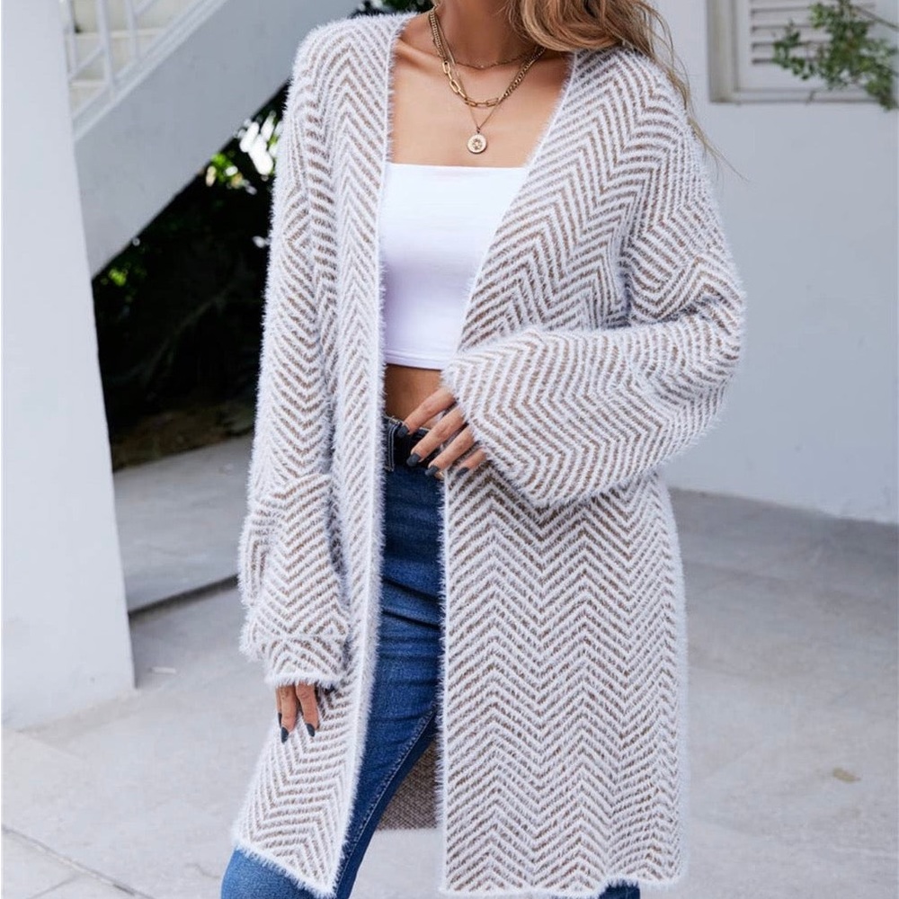 Eyelash Long Cardigan Sweater